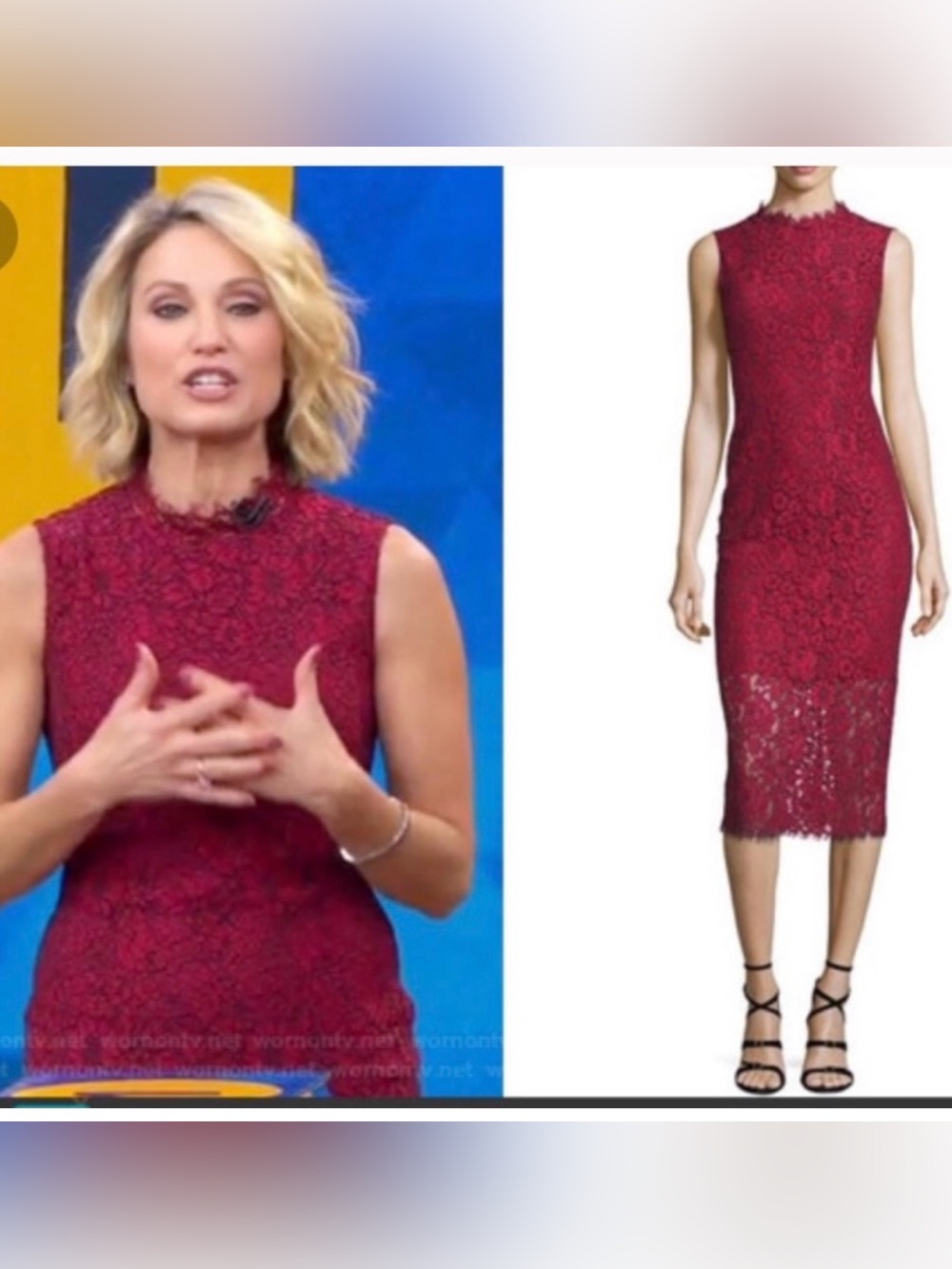 Shoshanna Sleeveless Lace Sheath Dress in Wine